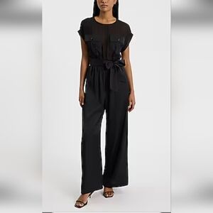 ✨️Express Sheer Black Tie-Waist Jumpsuit✨️